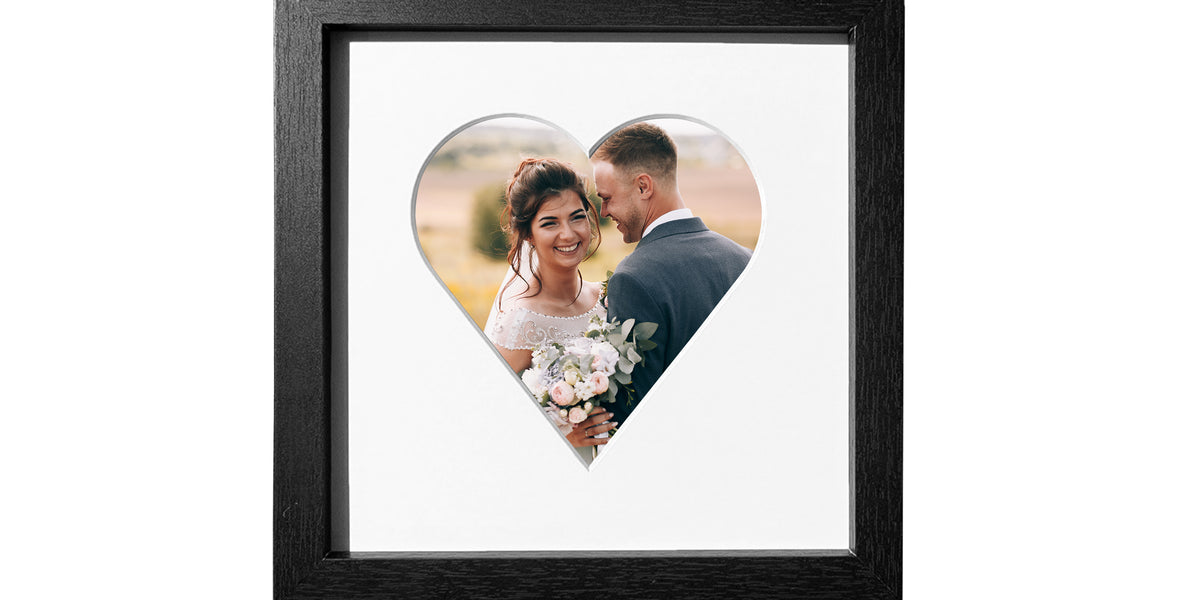 8x8 Classic Black Frame with Heart-Shaped Matboard – Matboarddotcom