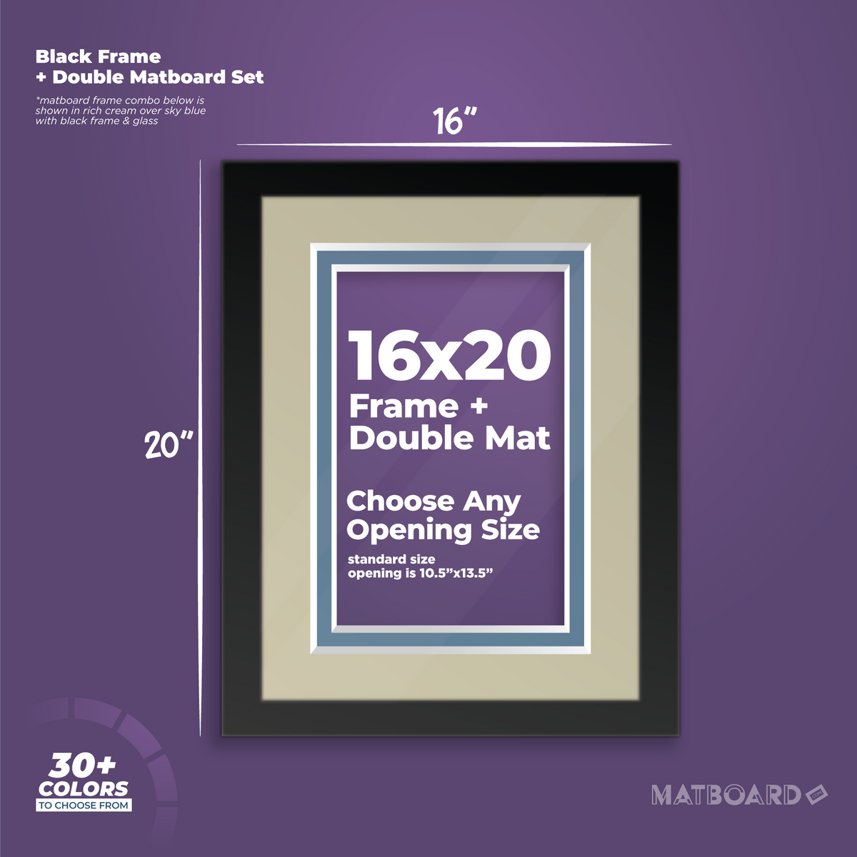 16x20 Frame + Double Mat – Matboarddotcom