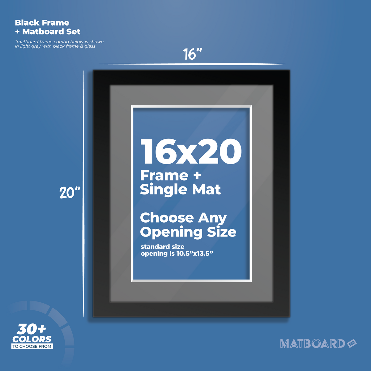 16x20 Black Matted Frame  Matboard – Matboarddotcom