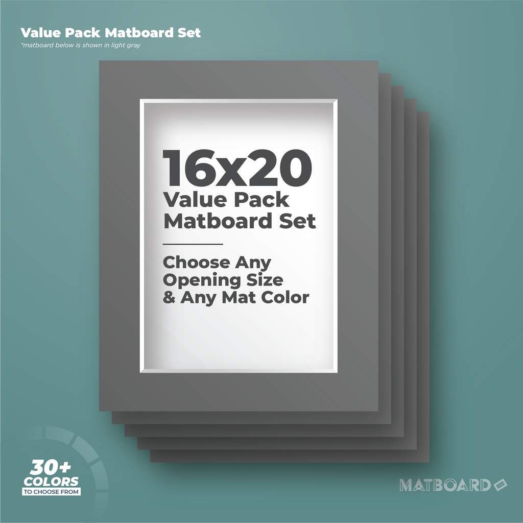 Mat Board Center, Pack of 10, 8x8 for 4x4 White Color Mats - Acid Free,  4-ply Thickness, White Core - for Pictures, Photos, Framing