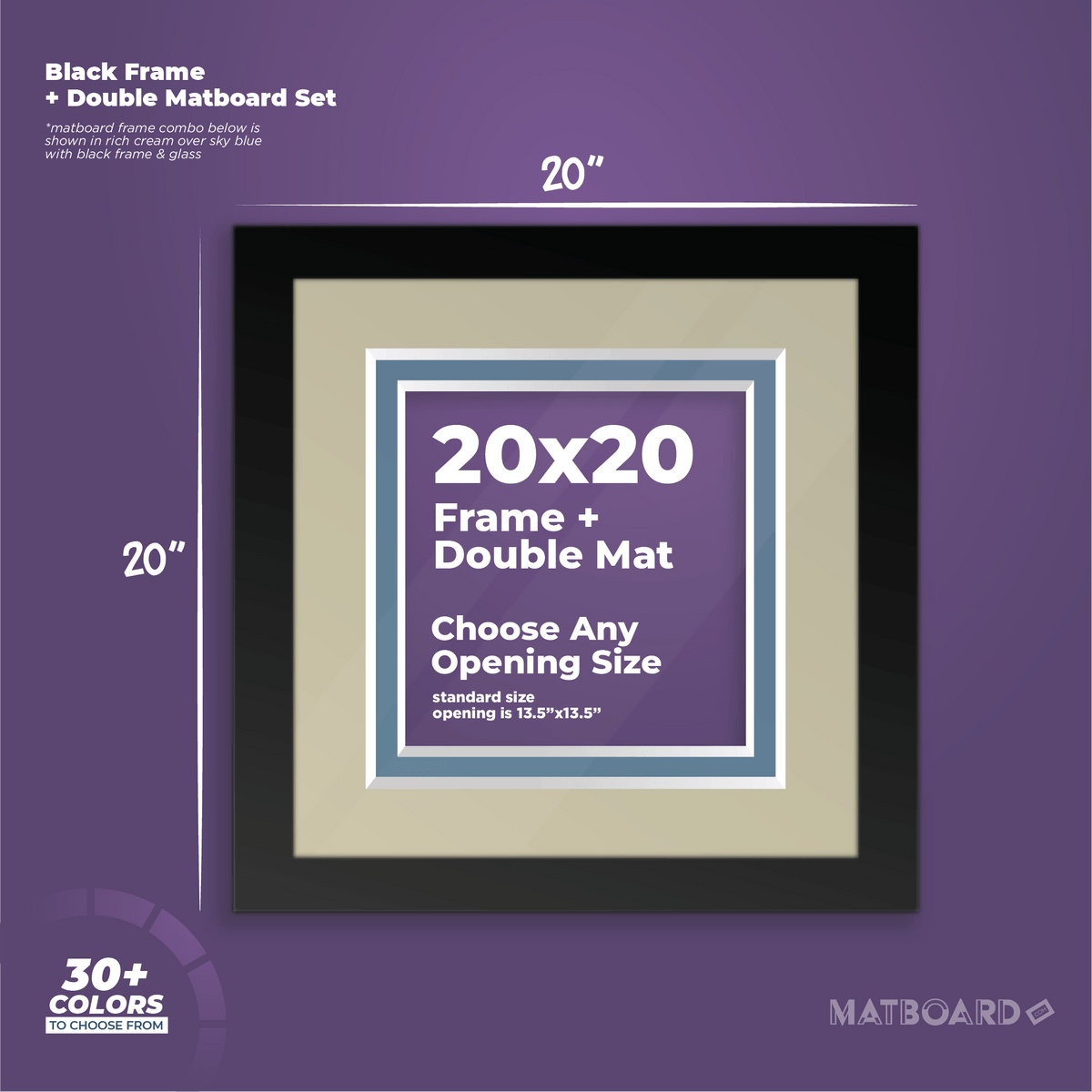 20x20 Frame + Double Mat – Matboarddotcom