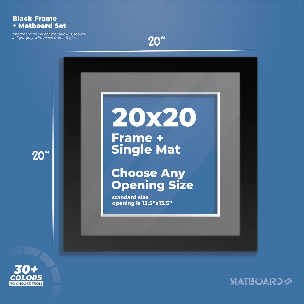 20 x 20 Photo Picture Frames with Beveled Matboard